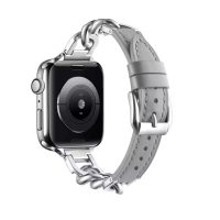 eses Kožený řemínek s řetízkem pro Apple Watch - Šedý, 38mm, 40mm, 41mm