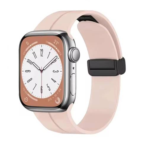 Foto - eses Silikonový řemínek pro Apple Watch - Magnetický světle růžový L - 38mm, 40mm, 41mm