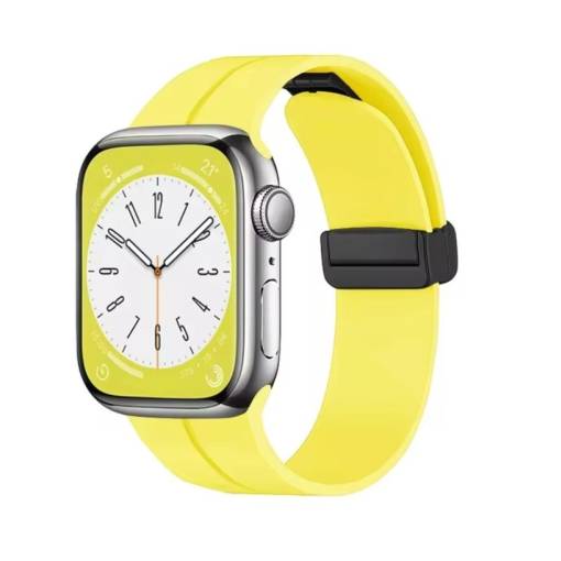 Foto - eses Silikonový řemínek pro Apple Watch - Magnetický žlutý L - 42 mm, 44 mm, 45 mm, 49 mm