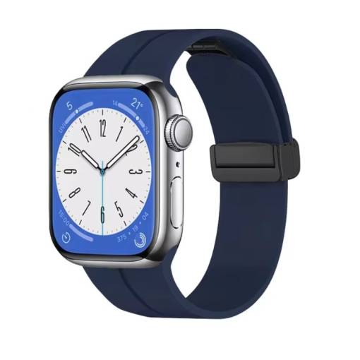 Foto - eses Silikonový řemínek pro Apple Watch - Magnetický tmavě modrý L - 42 mm, 44 mm, 45 mm, 49 mm